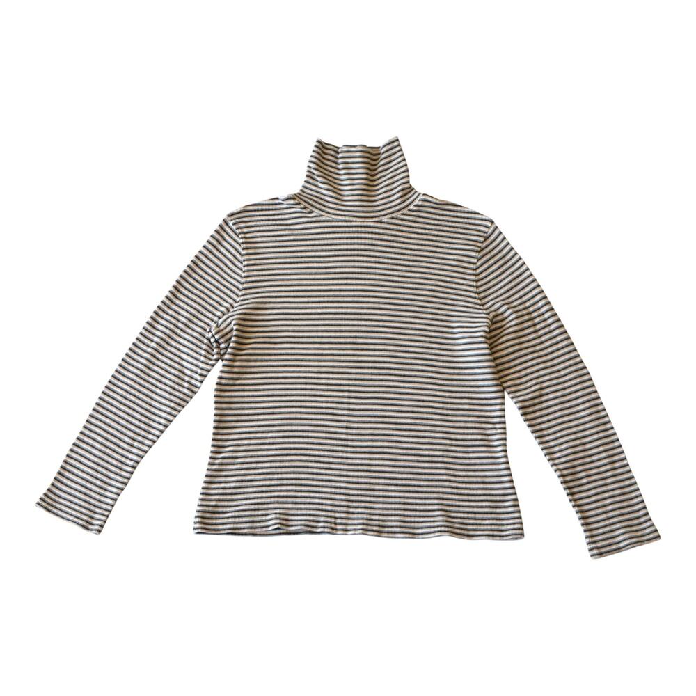 Vintage 90s High Sierra Striped Turtleneck XL - Earth Tone Ribbed Knit Top